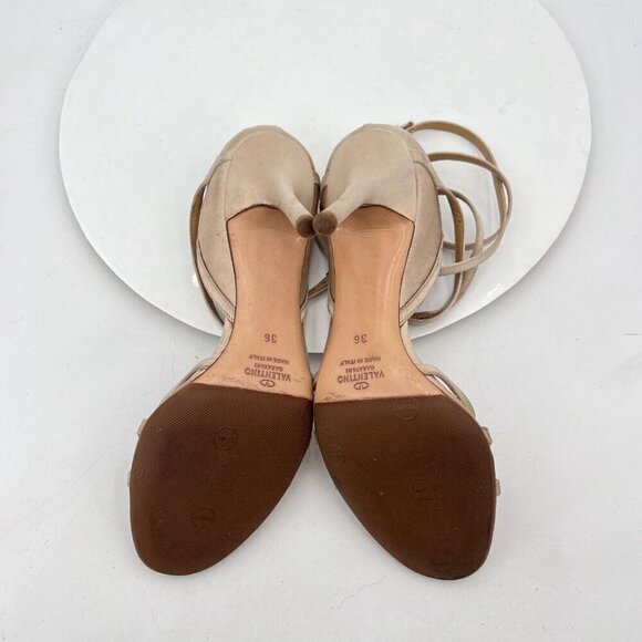 Valentino Garavani Women Size EU 36 US 6 Cream Leather Strappy Pump Heels - Picture 10 of 14